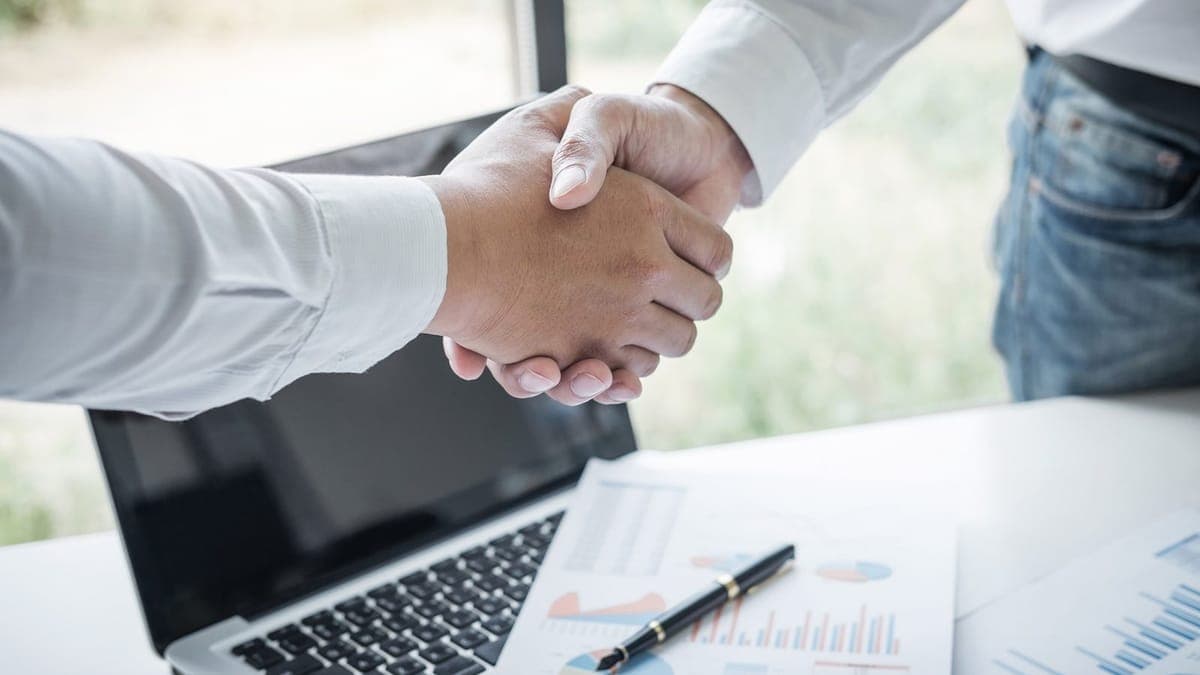 Business handshake after agreeing a deal