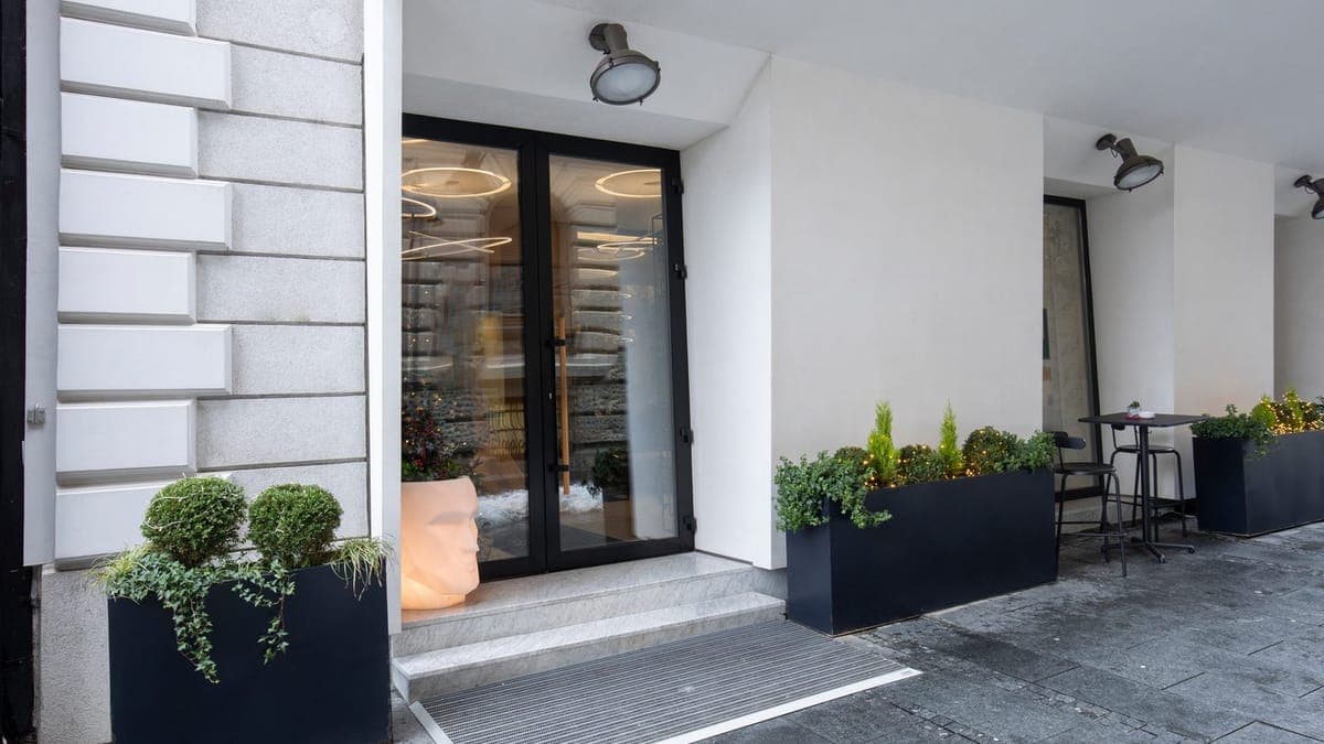 Entrance of a small city hotel