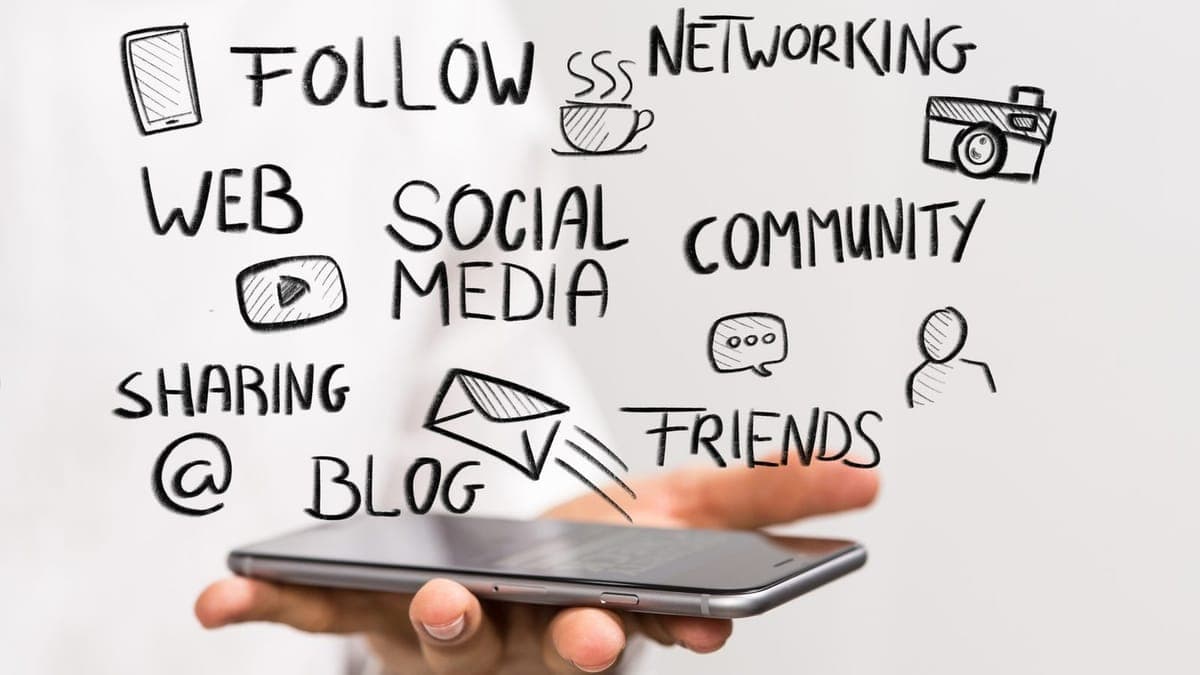 Social media and marketing concept on a screen